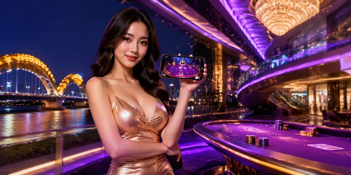 Ánh đèn neon lung linh tại bàn baccarat ở Đà Nẵng về đêm